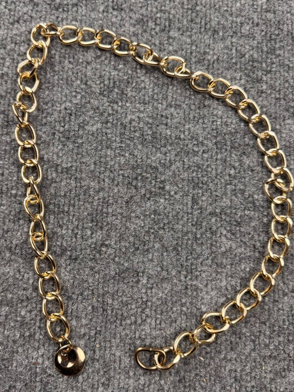 vintage gold tone chunky link chain belt waist necklace round disc charm 27"